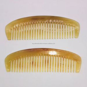 Cuerno de buey flor grande cuerno de diente ancho peine de masaje cuerno de vaca natural mejor diseño peine venta en buena calidad - Product Image 3
