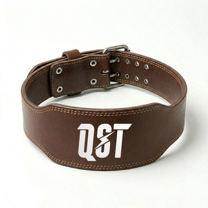 Heavy Duty Cowhide Breathable Weightlifting Belt 4 Inch Wide Double Prong Buckle Powerlifting Custom Logo OEM Available - Product Image 1
