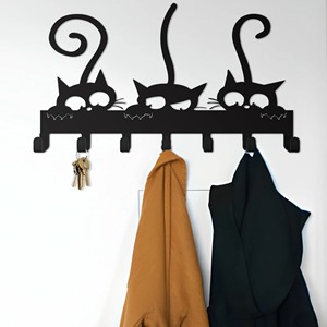 Black Cat Face <b>Key</b> Holder <b>Wall</b> <b>Hook</b> Organizer Perfect <b>For</b> Entryway Decor Stylish <b>Key</b> Storage And Home Organization From India - Product Image 1