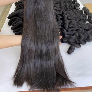 Vente en gros de cheveux humains vierges chinois Remy 100% naturels, lisses, de haute qualité, cuticules alignées, double trame machine, dentelle HD, emballage PVC - Product Image 4