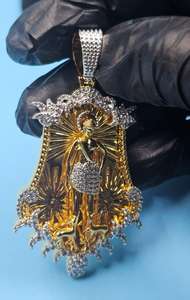 Moissanite Santa Muerte 925 Sterling Silver Gold Plated Luxury Hip Hop <b>Iced</b> Custom VVS Moissanite Men's Pendant GCI IDGL - Product Image 2