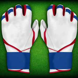 <b>Navy</b> Blue Light Blue Leather Batting Glove Ambidextrous Padded Comfortable Hook and Loop Closure for Training Unisex Adult - Product Image 1