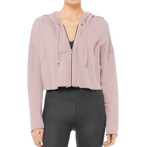 Venta al por mayor personalizado de alta calidad cremallera frontal Running Yoga sudaderas con capucha gimnasio Fitness Casual XS a XXXL Zip Up Sudadera con capucha para las mujeres - Product Image 3