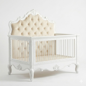 Cuna de madera de caoba tallada, muebles para habitación infantil hechos a mano en Indonesia - Product Image 1
