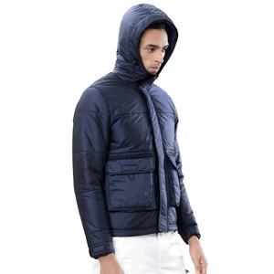 Veste matelassée d'hiver pour homme à col montant personnalisé, avec capuche intégrée, imperméable, coupe-vent, 100 % polyester, fermeture éclair - Product Image 3