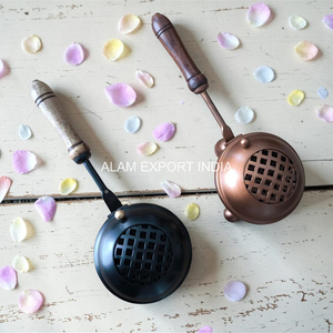 Newest Design Tabletop Decorative Black Coated Mesh Design Wooden Handle Home <b>Fragrance</b> Incense <b>Burner</b> Aromatherapy Religious - Product Image 4