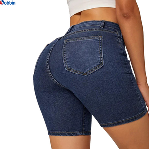 BOBBIN INDUSTRIES Short en jean d'été pour femme, décontracté, de haute qualité, confortable, couleur personnalisable, respirant, poches boutonnées, style vintage et tendance - Product Image 1