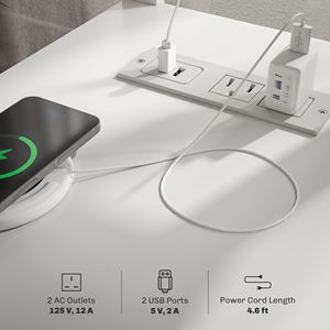 Tavolino Moderno Bianco con Stazione di Ricarica e Porte USB per Soggiorno, Tavolino Stretto con Vano Portaoggetti - Product Image 4