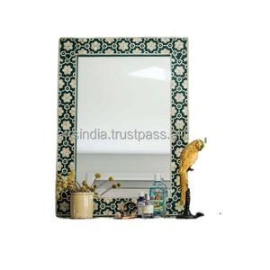 High Quality Modern Design <b>Wood</b> Wall <b>Mirror</b> Unique Bone Inlay Decorative <b>Mirror</b> for Bathroom Use Wholesale Manufacturer - Product Image 3