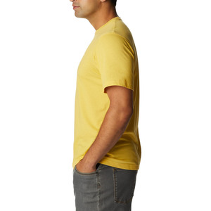 Camiseta de Manga Corta con Cuello Redondo Amarilla para Hombre, 100% Algodón, Ecológica, Clásica y Versátil, Color Sólido de Verano - Product Image 3