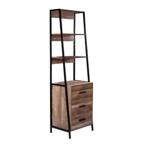 New <b>Ladder</b> Shelf Storage Cabinet Metal Frame Brown Wood Freestanding Eco-Friendly Durable Bookshelf Shelving Storage Rack Drawer - Product Image 2