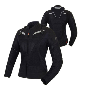 Blouson de moto noir et jaune fluo à manches longues en maille respirante pour toutes les saisons - Product Image 2