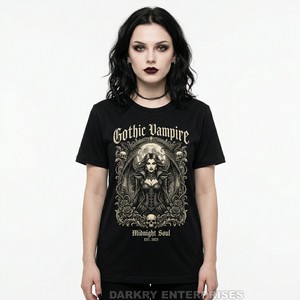 Camiseta Midnight Soul para Mujer, Diseño Gótico con Estampado de Luna, Camiseta Negra para Mujer, Estética Brujera, Fabricante Personalizado, Venta al por Mayor, Tops de Boutique - Product Image 1