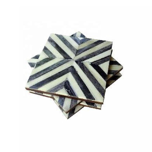 Modern Stripe Design Bone Inlay 4 Pcs <b>Coasters</b> for Tea Coffee <b>Drink</b> Tableware Heat Protect <b>Coaster</b> Home Kitchen Decor <b>Coaster</b> - Product Image 2