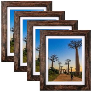 Rustic Brown <b>Photo</b> <b>Frame</b> with Mat Elegant Tabletop Wall Display <b>Frame</b> - Product Image 1