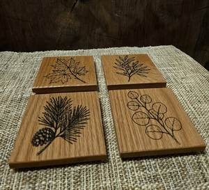Posavasos Cuadrados de Bambú con Diseño de Árbol, Alfombrillas y Protectores Antideslizantes, Estilo Moderno - Product Image 4