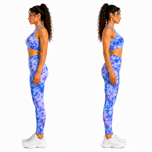 Women Tie Dye Yoga Set High Waist Leggings Sports Bra Fitness Gym Workout Activewear Set - Product Image 2