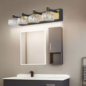 Lampada da Bagno a LED in Cristallo Moderna da 28 Pollici, Elegante Applique a 4 Luci con Finitura Nero-Oro - Product Image 4