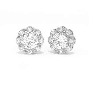 Aarinya Helix Modern Contemporary Swirl Lab Grown Diamond <b>Halo</b> <b>Earrings</b> 925 Sterling Silver Filled Diamonds IGI Certified - Product Image 1