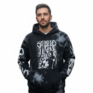 Sudadera con Capucha Personalizada con Estampado Gráfico Gótico Tie Dye, Diseño de Calavera de Dibujos Animados, Estilo Urbano, Oversize, 100% Algodón Felpa, Sudadera Moderna - Product Image 3