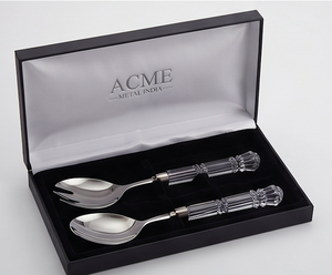 Crystal Handle Salad Server Set Stainless Steel <b>Mirror</b> Polish With Clear Crystal For Tableware Dining Home Cafe And Restaurant - Product Image 4