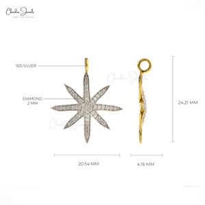 Colgante de Plata de Ley 925 con Estrella y Diamantes Blancos I1-I2/GH, Joyería Ideal para Regalo a un Precio Accesible - Product Image 3