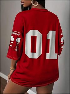 Camiseta Deportiva Personalizada con Número 07, Estilo Ballet y Fútbol, Color Negro y Rosa, Cuello en V, Manga Corta para Mujer - Product Image 4