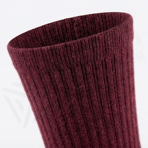 Burgundy Crew <b>Socks</b> Cotton Bamboo Fiber <b>Breathable</b> Solid Color Adult Casual Autumn Knitted <b>Socks</b> - Product Image 4