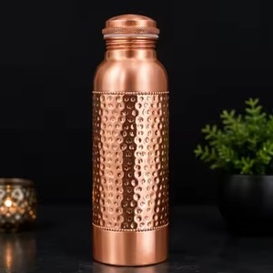 Bouteille d'eau en cuivre pur martelé à la main, nouveau design, pour la maison, le bureau, l'école, la salle de sport, la course à pied, le yoga, 1 litre - Product Image 2