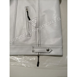 2026 Classic Men's Genuine Cowhide White <b>Leather</b> Biker Vest Stylish <b>Sleeveless</b> Motorcycle <b>Jacket</b> - Product Image 4