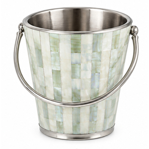 Seau à glace de luxe en acier inoxydable avec incrustation naturelle de nacre, double paroi, carré, pour refroidir les bouteilles de vin et de champagne - Product Image 4