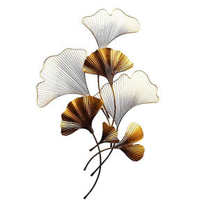 Elegante Arte de Pared de Hierro con Borde Dorado, Decoración Floral Metálica 3D de Lujo para Colgar en la Pared del Dormitorio u Oficina - Product Image 3