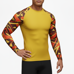 Cheapest Customized <b>Men</b> Crew Neck Long Sleeve BJJ MMA Jiu Jitsu <b>Compression</b> <b>Shirt</b> Rashguard Sublimation printed Rash Guard - Product Image 1