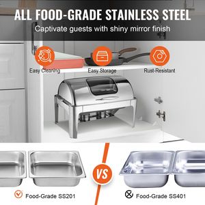 Set da Buffet con Scaldavivande in Acciaio Inox da 9 Qt con 2 Vaschette e Controllo Automatico della Temperatura - Product Image 3