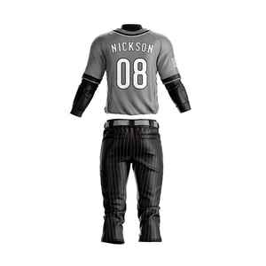 Conjunto de camiseta de béisbol personalizada para hombre, color gris, negro, manga tres cuartos, número bordado 08, ajuste regular, para todas las estaciones, talla para adultos - Product Image 5