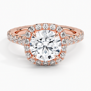 Anillo de Compromiso Estelle Halo con Moissanita de Corte Radiante, Chapado en Oro de 14K, con Engaste de Garras, para Boda, Aniversario o Fiesta - Product Image 3