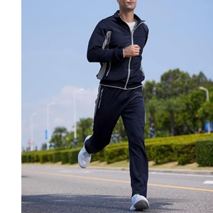 Trajes deportivos personalizados de fábrica para hombre, de 2 piezas, con sudadera con capucha y cremallera, pantalones joggers, conjuntos deportivos casuales. - Product Image 4