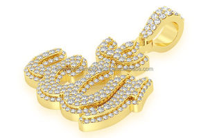 Unisex Iced Religious 925 Silver Rhodium Plated <b>Custom</b> Iced Islamic Arabic <b>Name</b> Hip Hop Lab Grown Diamond Fine Pendants Charms - Product Image 4