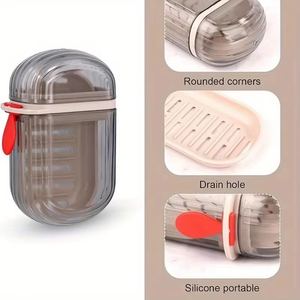 Soap Cage Professional Travel Portable Soap <b>Box</b> <b>with</b> <b>Lid</b> Sealed and Drainable <b>Small</b> Soap Case Bathroom Drain Tray for Latest - Product Image 5