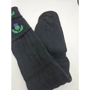 Top Selling Highland Scottish Traditional Thistle Design Black Kilt Hose Outfit <b>Socks</b> - Adult Size - Product Image 2