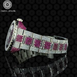 Montre de luxe pour femme Charm_Jewells en acier inoxydable, cadran rond, cristal saphir, lunette sertie de diamants, mouvement à quartz analogique - Product Image 5