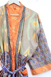 Kimono de seda para mujer, Kimono Vintage, Kimono largo para mujer, Kimono de seda polivinílica - Product Image 5