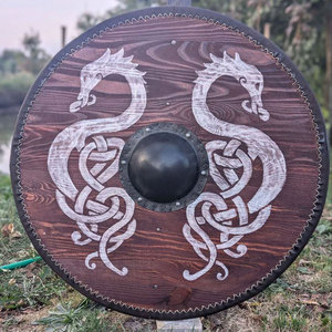Escudo Clásico de Madera Redondo para Espectáculos Históricos, Eventos de Disfraces, Exhibición en Escenarios, Decoración del Hogar y Colección - Product Image 1