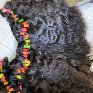 Venta al por mayor de alta calidad solo dibujado ondulado Remy Virgen extensiones de cabello humano sin procesar crudo indio templo donante de cabello - Product Image 6