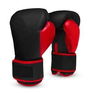 Gants de boxe en cuir PU noir, gants d'entraînement avec fermeture Velcro pour adultes, design respirant - Product Image 4