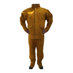 SW GROUP Brown Cowhide <b>Split</b> Leather ANSI/EN ISO CLASS 2 Waterproof Welding Safety Clothing Suit Working Jacket Coat <b>Trousers</b> - Product Image 2