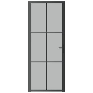 ประตูกระจกสีดำด้านและแผ่นอลูมิเนียม32.7 "x79.3" ประตูภายใน - Product Image 3