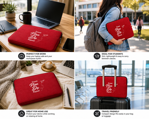 Red Canvas Cotton Laptop Sleeve with Dream Plan Do <b>Repeat</b> Design Zipper Closure Protective Cover for Laptops - Product Image 3