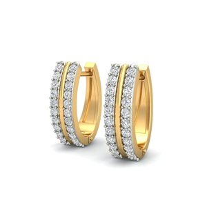 Pendientes de Aro de Oro Amarillo de 14K con Diamantes Redondos de Corte Brillante |   Aros de Boda Estilo Indio para Novia |   Joyería Fina de Lujo para Mujer - Product Image 3