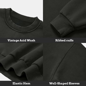 เสื้อสเวตเชิ้ตคอกลมทรงโอเวอร์ไซส์สำหรับผู้ชาย สไตล์วินเทจ สีเทาเข้ม แขนยาว ผลิตตามสั่งขายส่ง รับผลิตแบบ OEM ODM - Product Image 6